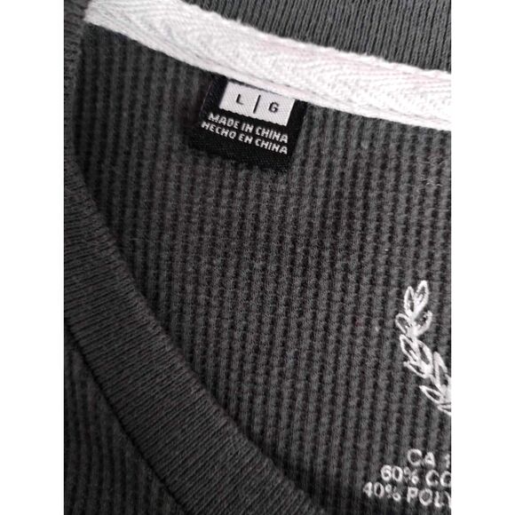 i jeans by Buffalo Graphic Thermal Shirt Cotton Blend Washed Black Mens L - Picture 6 of 7